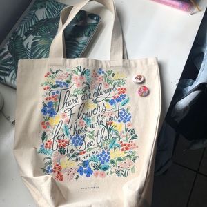 Rifle paper “seeing flowers” tote + pins
